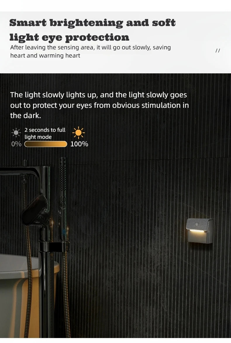 Smart Motion Sensor Wall Light - 2200Mah Usb-C Fast Charging, 3 Adjustable Brightness Levels, Multi-Device Connection, Suitable for Indoor/Outdoor Security Lighting