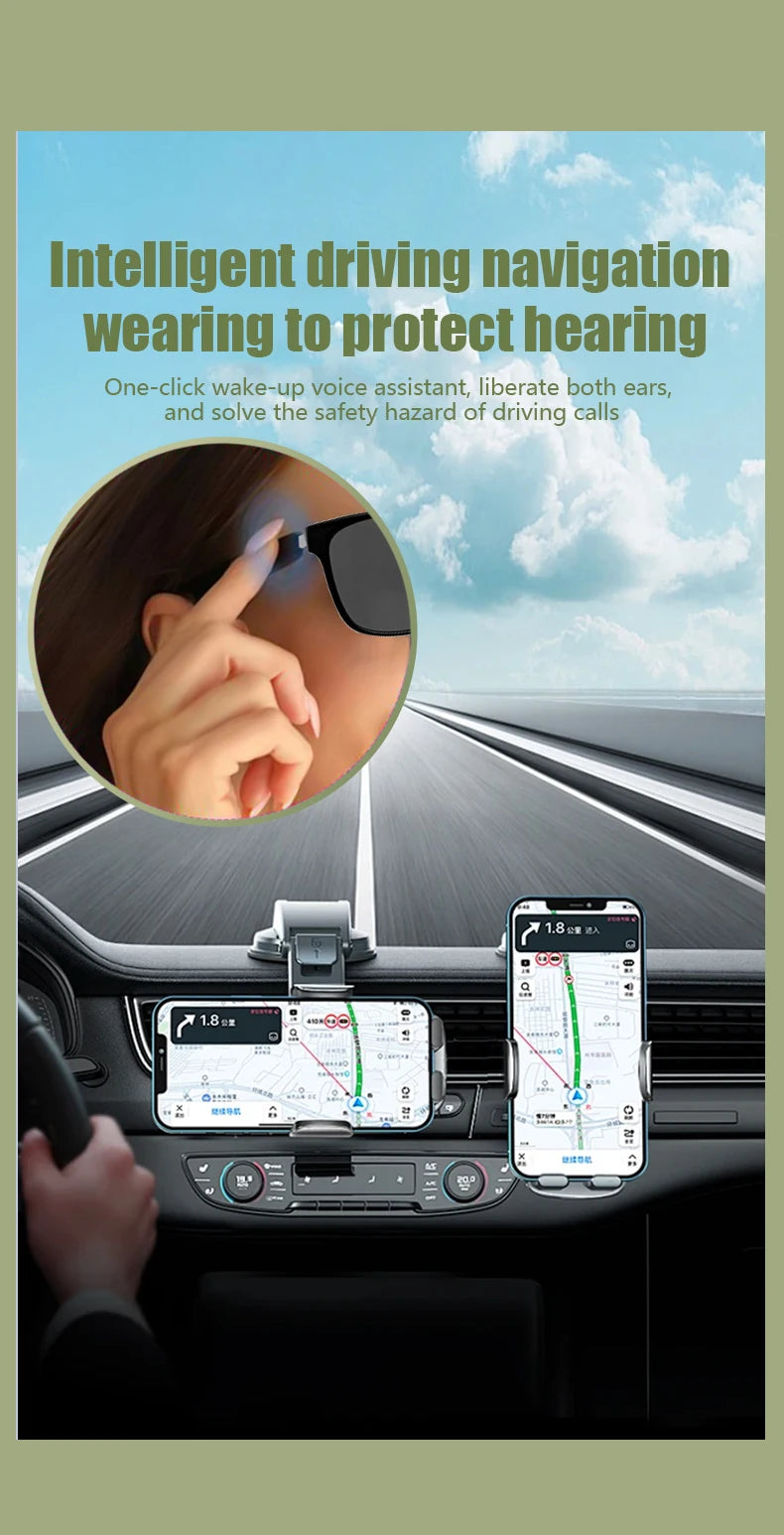 LIGE Fashion AI Smart Bluetooth Glasses Voice Assistant Bluetooth Call Playing Music Men Women Smart Sunglasses Camera Control