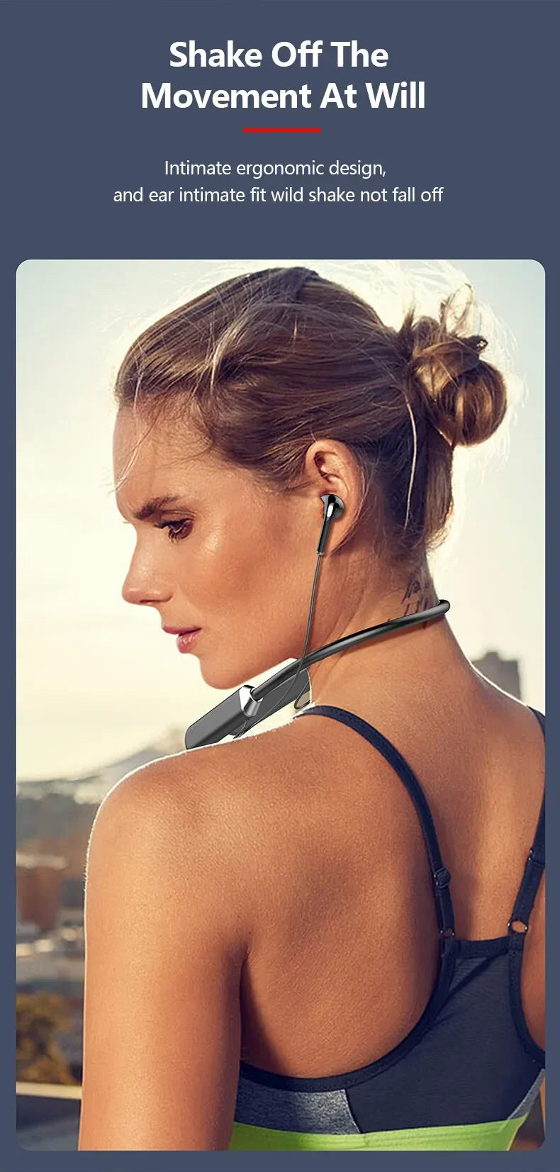 Neckband wireless connection compatible 5.2 LED headphones High sound quality stereo power display Magnetic Bluetooth earphones