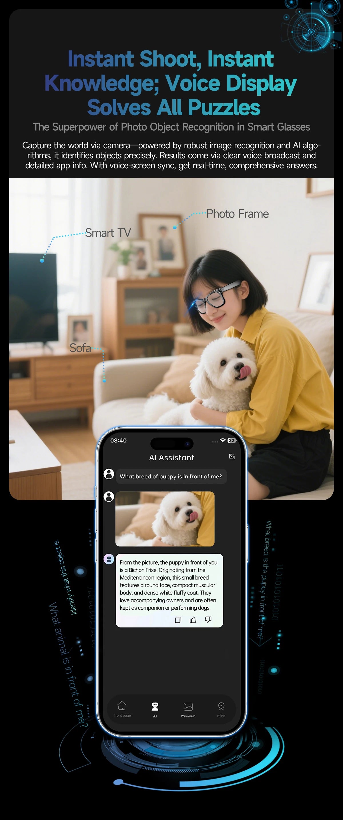 2026 AI Smart Glasses with 8MP Camera Video Recording 100+ Languages Translation Sunglasses Bluetooth Call Music Play Men Women