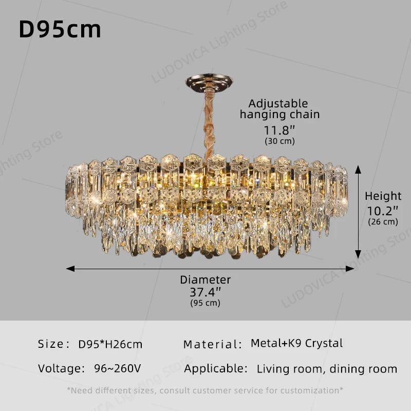 Modern Living Room High Ceiling Chandelier Crystal LED Chandelier Designer Nordic Dining Room Lamp Lighting