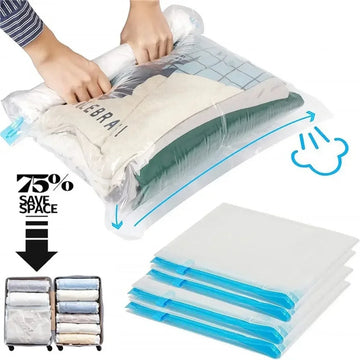 5pcs Compression Bags For Travel, Travel Compression Bags Vacuum Packing Space Saver Bags, Reusable Roll-Up Compression Bag