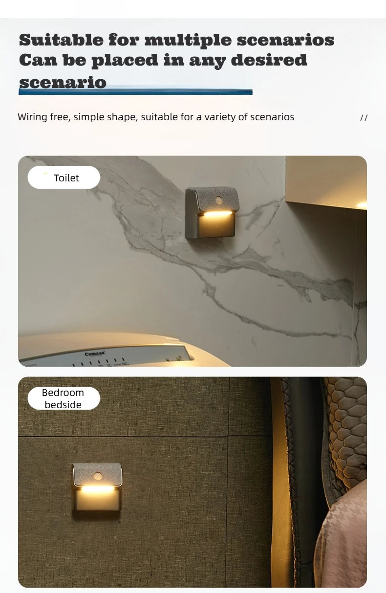 Smart Motion Sensor Wall Light - 2200Mah Usb-C Fast Charging, 3 Adjustable Brightness Levels, Multi-Device Connection, Suitable for Indoor/Outdoor Security Lighting