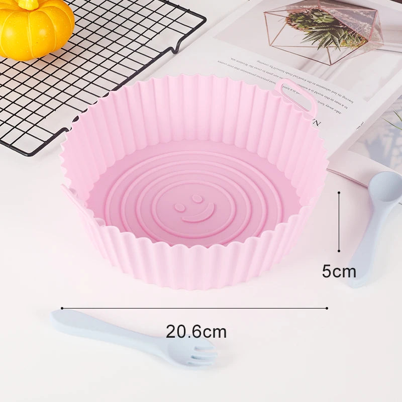 22cm Air Fryers Oven Baking Tray Fried Chicken Basket Mat AirFryer Silicone Pot Square Replacemen Grill Pan Accessories Tool