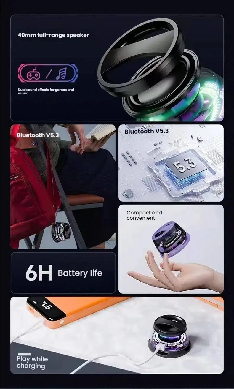 Portable Bluetooth Speaker HECATE G200 RGB Lighting Magnetic Speaker BT5.3 Mini Sound Box 7 Hours Playback Phone Holder