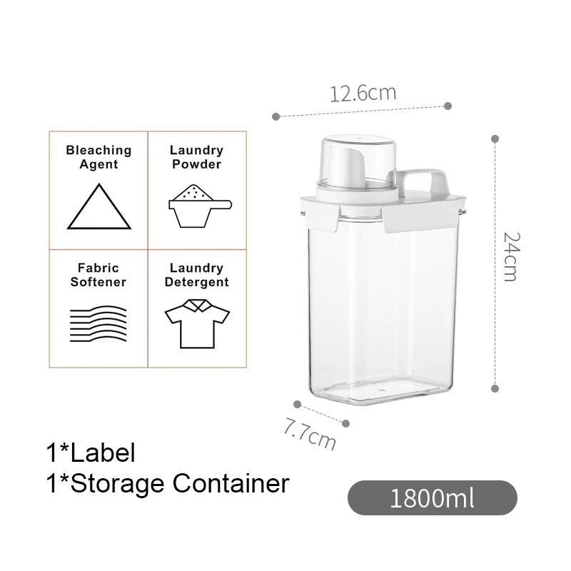 Laundry Detergent Dispenser, Clear Laundry Soap Dispenser, Airtight Food Storage Container with Measuring Cup, Home Supplies