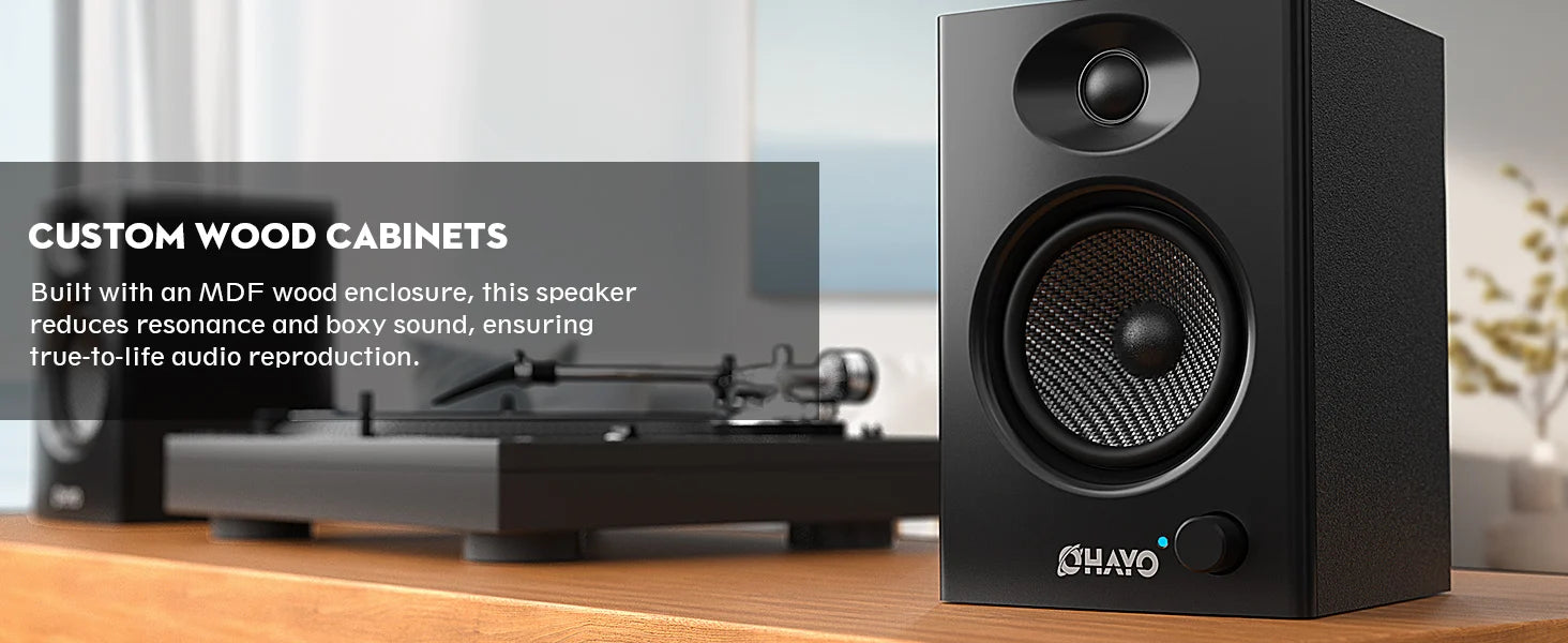 OHAYO 60W Computer Speakers for Music Gaming, Active Bluetooth 5.3, Stereo 2.0 Speakers for Desktop PC or Laptop, Aux RCA Input