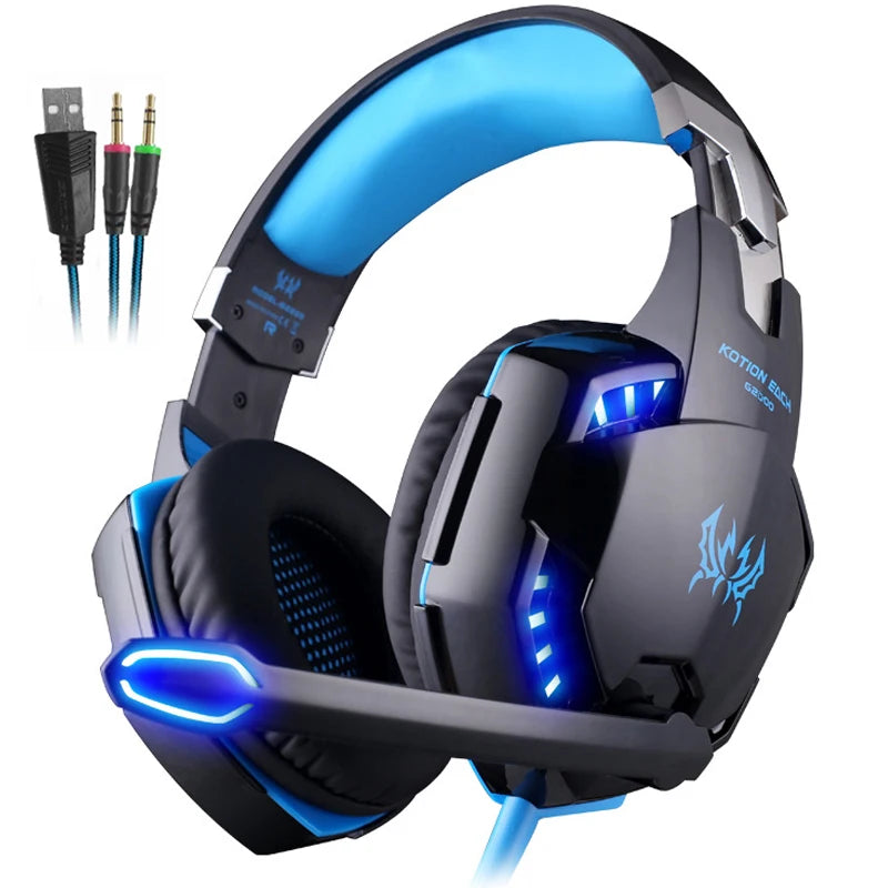 Gaming Headset Stereo Deep Bass Headphone with Microphone LED Light for PS4/PC/Laptop/Phone Gamer