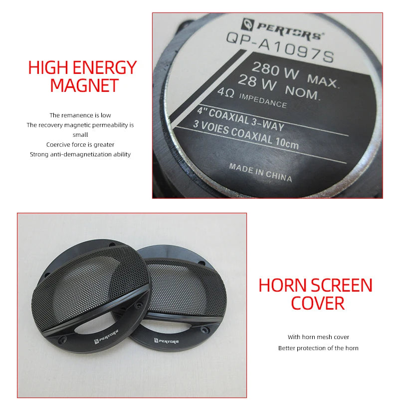 2pcs (2X280W) 560W Premium 4-Inch HiFi Car Speakers - HD Audio, 4.0 Surround, App Control, Universal Flush Mount