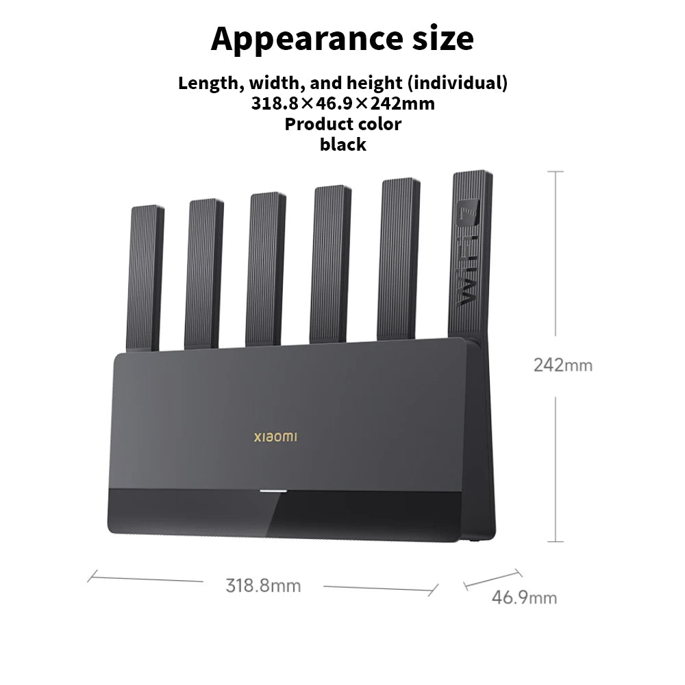 Xiaomi Router BE6500 Quad Nucleus WiFi7 6500Mbps 2.5G Ethernet Port Dual Frequency 2.4/5GHz 6 Independent Signal Amplifiers Mesh