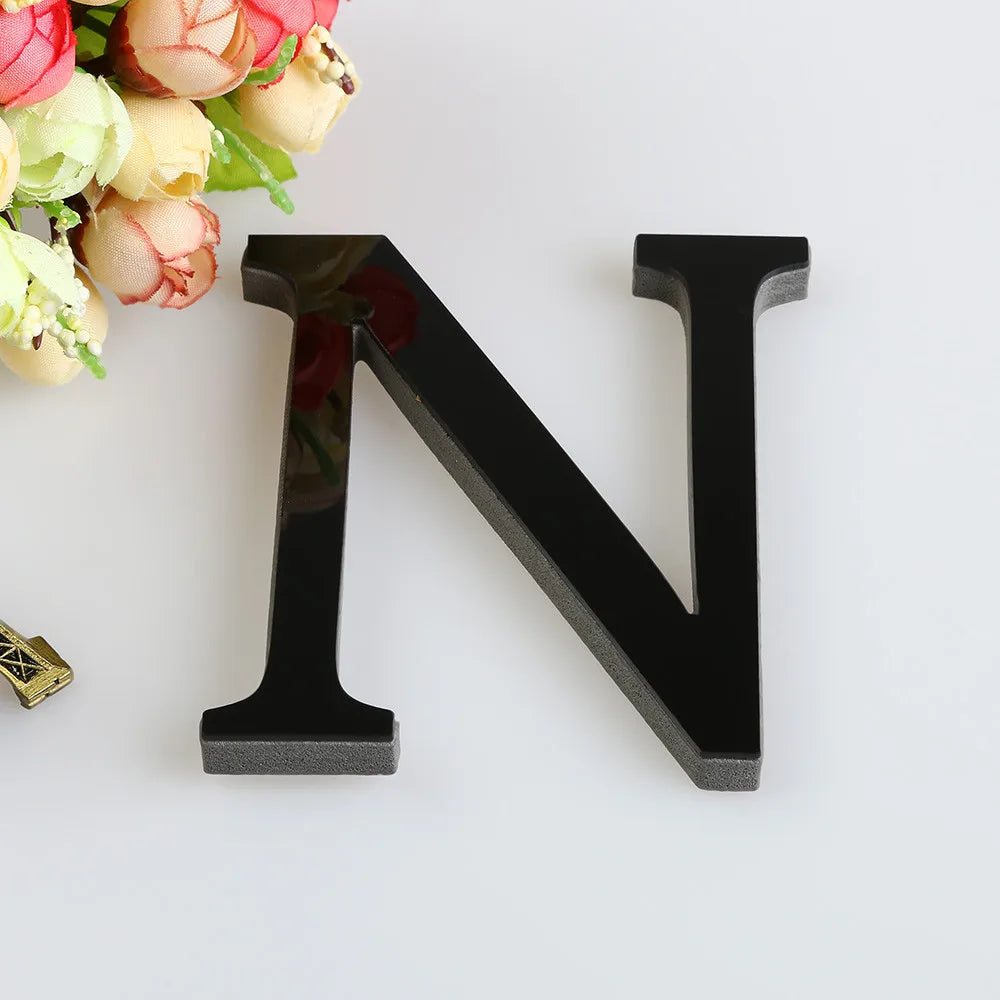 26 Letters Wall Sticker 3D DIY Mirror Acrylic Decals Home Decor Wall Art Mural for party wedding Christmas Retro Wall Art
