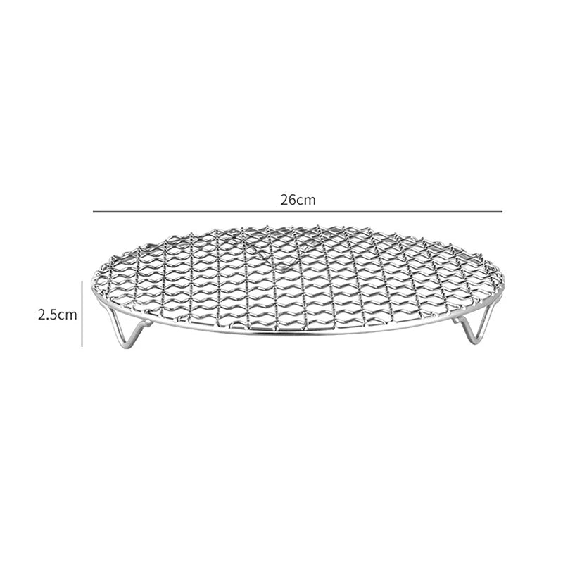 HOT! Round Air Fryer Rack With Legs Stackable Grid Grilling Rack Stainless Steel Anti-corrosion For Home Kitchen Oven Steamer