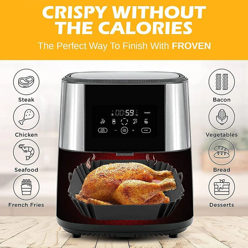 Air Fryer Silicone Liners Air Fryer Silicone Pot Reusable Silicone Air Fryer Liners Food Safe Non Stick Air Fryer Basket Accesso