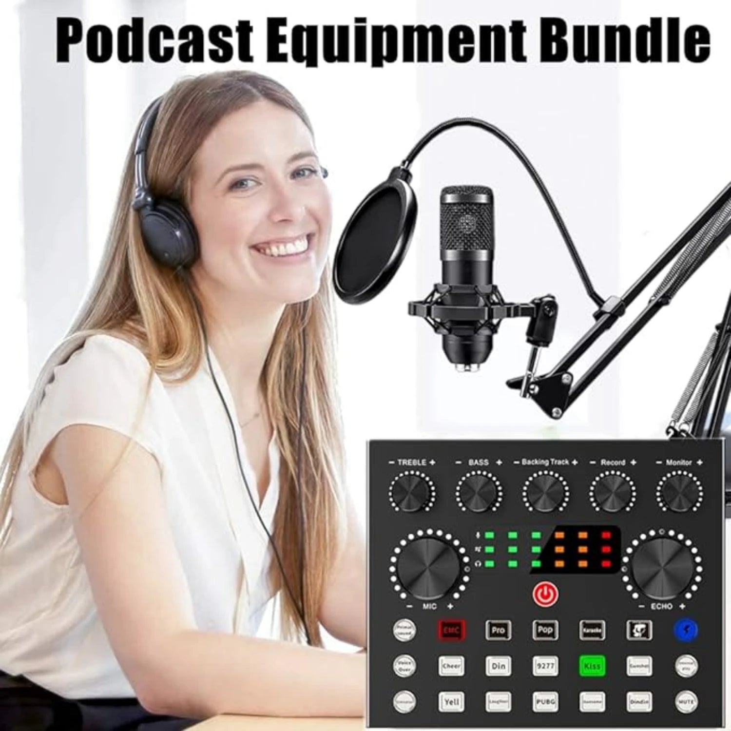 Podcast equipment set with voice changer, podcast mixer, with BM800 microphone, suitable for podcast, recording, live broadcast