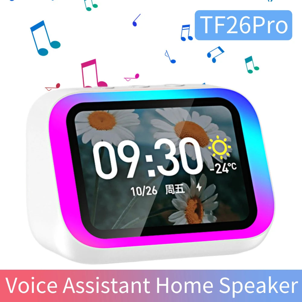 TF26Pro Voice Assistant Home Speaker Portable BT Speaker Alarm Clock Hands-Free Calling Music Playback Weather Forecast for Home