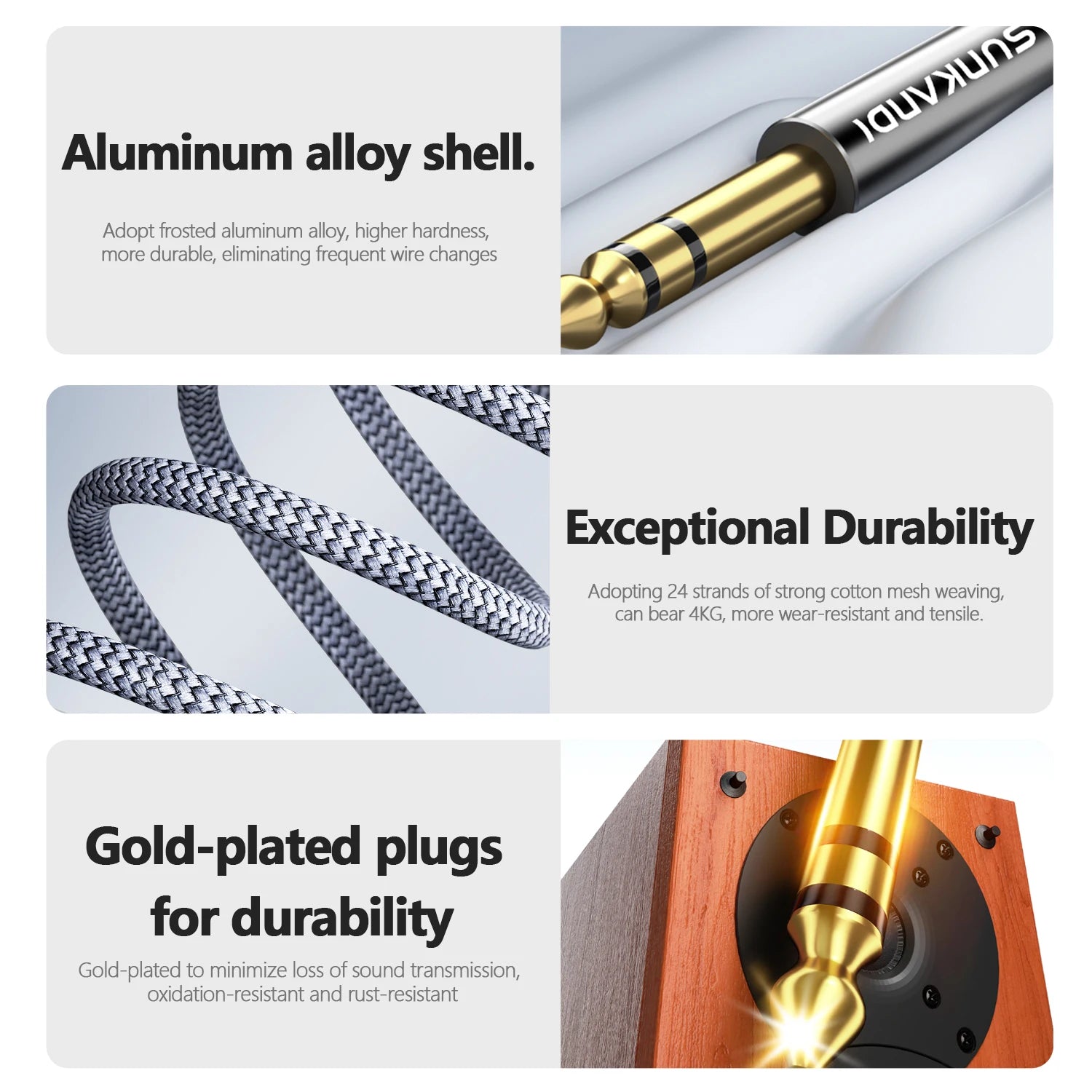 SUNKANDI  6.35mm 1/4 Male to 3.5mm 1/8 Female Stereo Jack Audio Adapter for Amplifiers, Guitar Amp, Keyboard Piano,Headphones