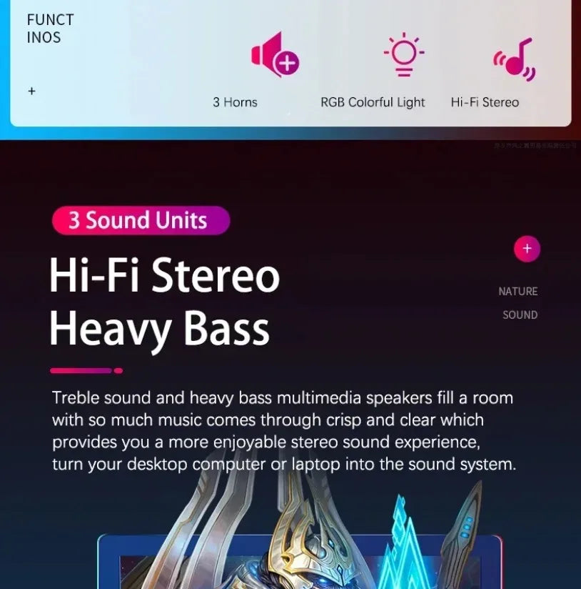 Upgrade HIFI 3D Stereo Speakers With LED Light AUX USB Wired Wireless Bluetooeh 5.0 Audio Home Theater Surround Sound Bar TV