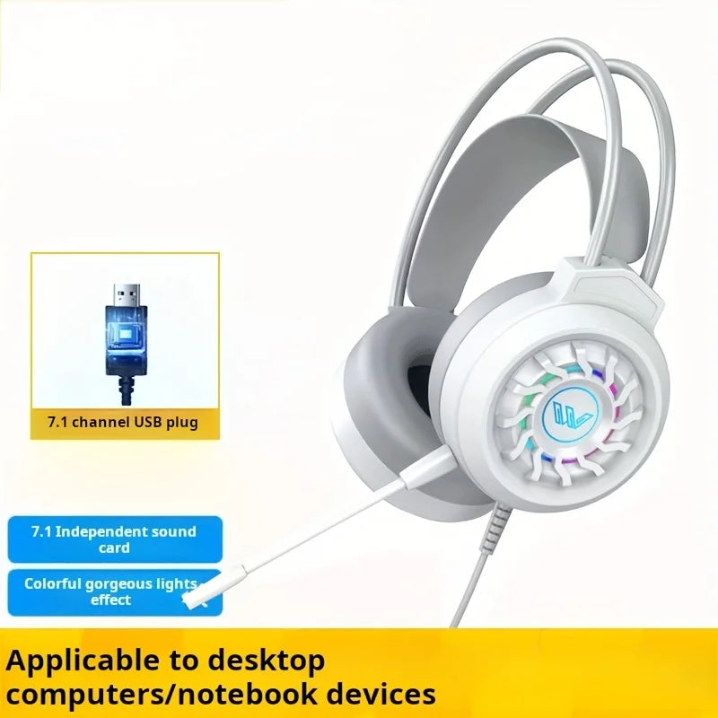 New Wired Gaming Headphones With Microphone LED Light Surround Sound Portable Audio Headphone For Computer Professional Head