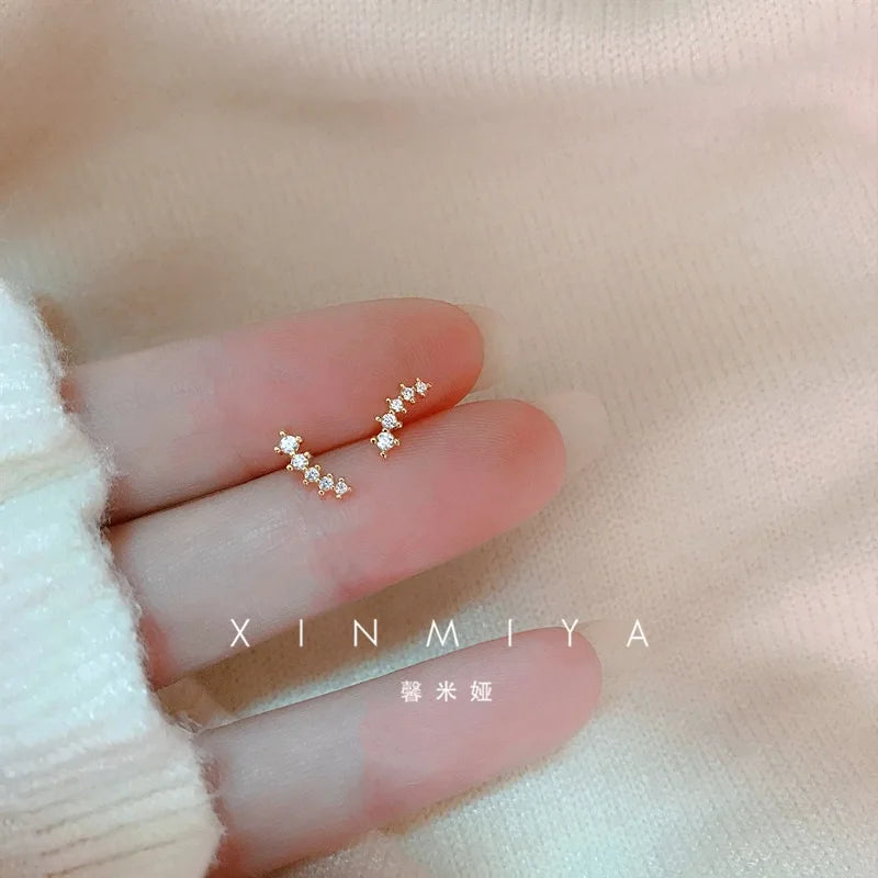Tibetan Silver Mini Crystal Butterfly Sweet Stud Earrings for Women Flower Helix Cartilage Tragus Lobe Teen Ear Piercing Jewelry