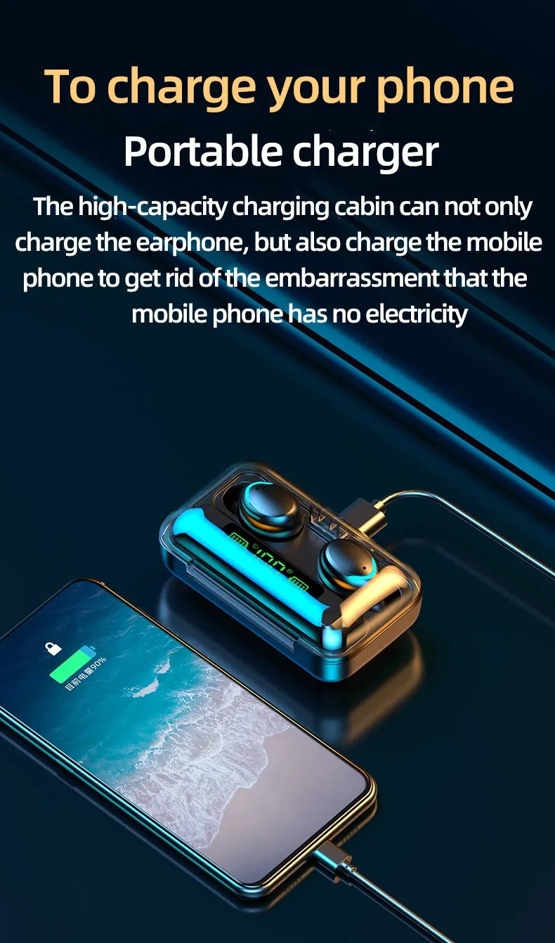 Wireless Bluetooth Earphones TWS Headphones LED Digital Display Binaural Headset Waterproof HD Calling Noise Reduction Headphone