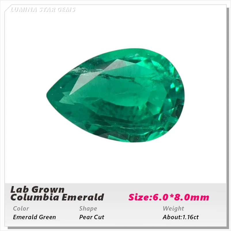 Lab Grown Colombian Emerald Stone High Quality Multiple Cuts Available Hydrothermal Hand-cutting Selectable AGL Certificate