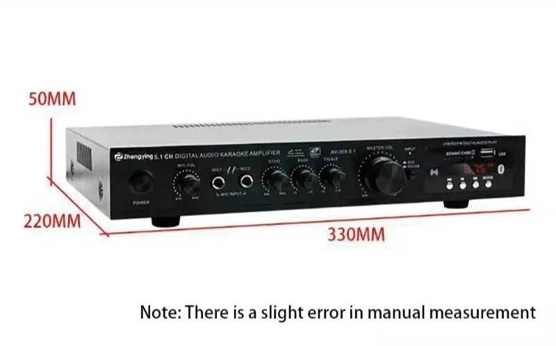 AV-369BT Bluetooth 5.1 Sound Speaker AMP Stereo Audio Amplifiers Receiver 6 Channel Home Theater Audio Stereo System Components