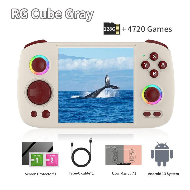 Anbernic RG Cube Handheld Game Console 3.95'' IPS Multi-touch Screen T820 Android 13 RGB Joystick 5200mAh Video Gaming Consoles