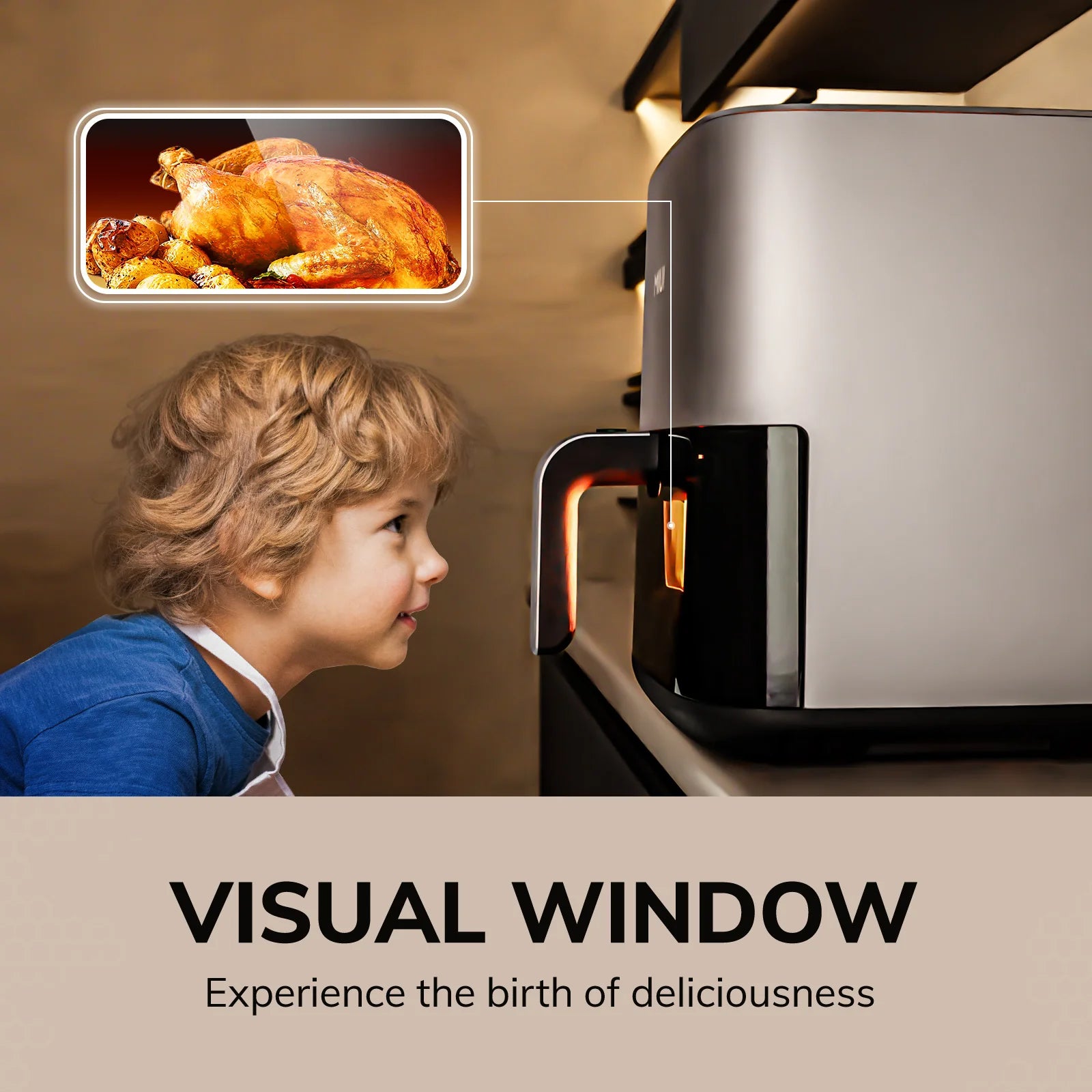 5L Air Fryer, Electric Hot Fryer Oven Oilless Cooker With Touch Control & Nonstick Basket & Visible Window, Family Size