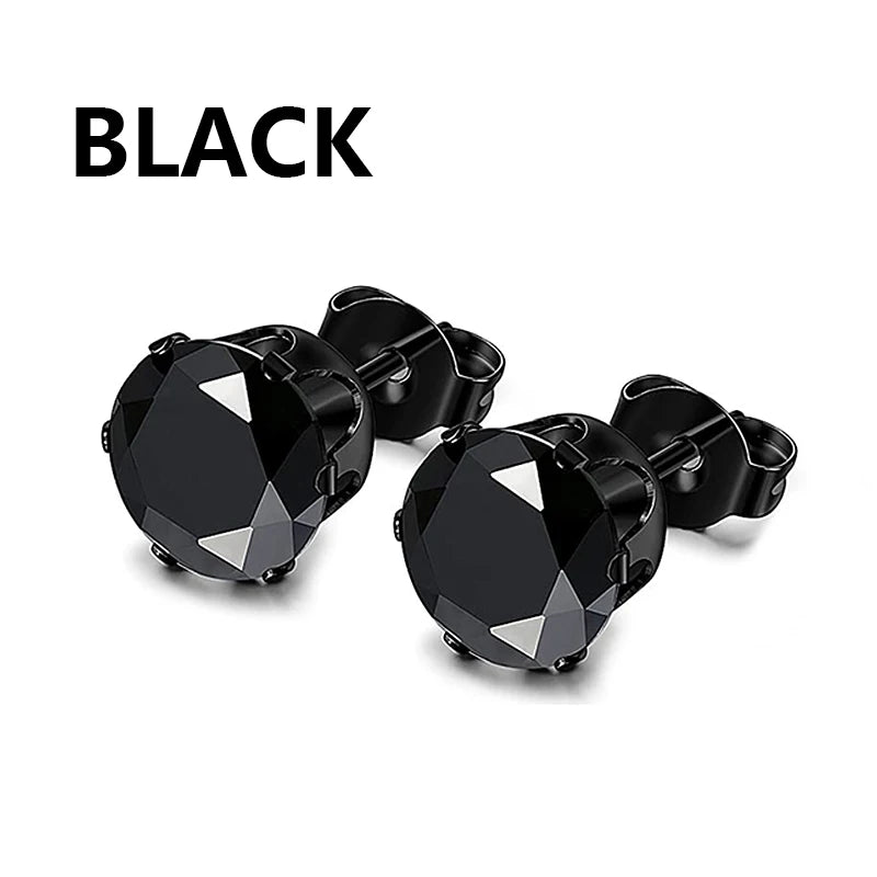 1/16 pairs Black Punk Stainless Steel Women Men Hoop Earrings Small Trendy Round Cross Pendants Jewelry Accessories Earrings