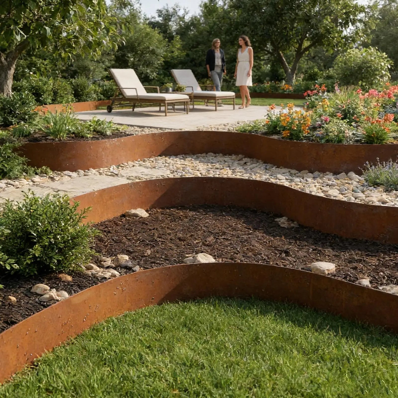 Garden Border Lawn Edging Multi Edge Modern Tall Metal Steel Edge Weathering Resistant Steel for Greenhouse Garden Yard Patio