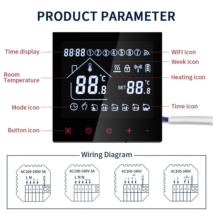 Smart Thermostat Tuya WiFi Floor Heating Electric/Water Gas Boiler Temperature Controller Smart Life Works With Alexa Alice