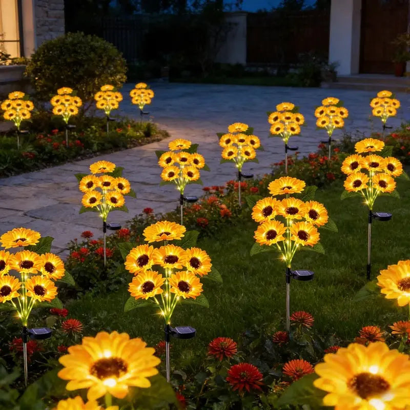 Solar Lawn Stake Lights Outdoor Waterproof Sunflower Fairy Lights Gift for Women Mom Grandma Light for Yard Patio Lawn Pathway
