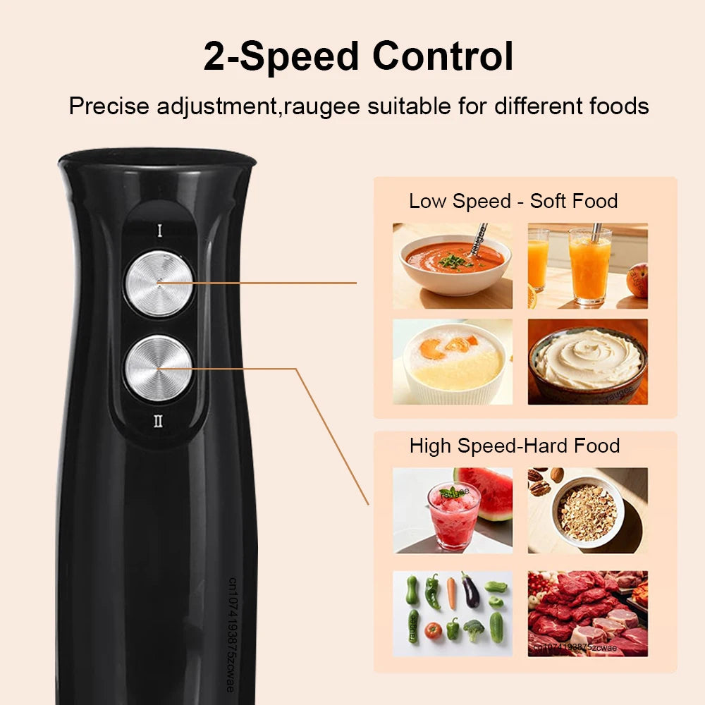 4 in 1 Blender Handheld Electric Mixer Machine Meat Vegetable Garlic Chopper Egg Beater Kitchen Blender for Soup Smoothie Puree