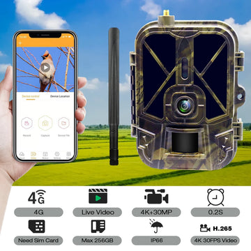 4K Live Stream Trail Camera 4G  30MP APP Clould Service Hunting Cameras 8000Mah Li-Battery Night Vision Photo Traps HC940PROLI