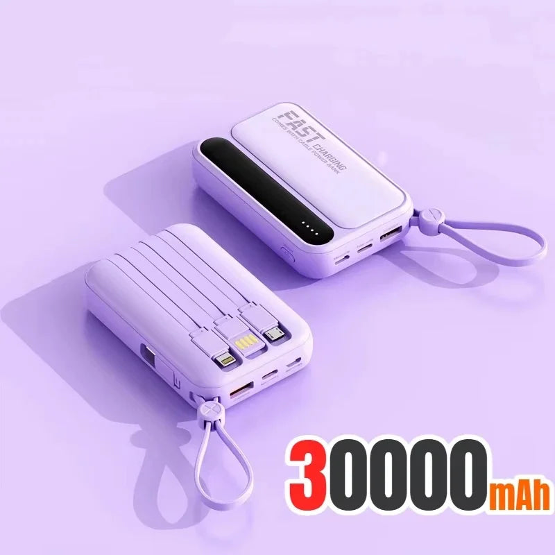 500000mAh Power Bank Large Capacity Built 4 In1 Cables Intelligent Digital Display Portable Battery For iPhone Huawei