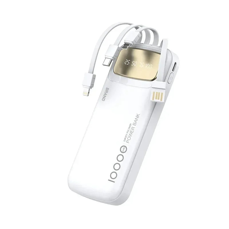 CCC Certified 10000mAh 20000mAh Power Bank Built in Type C Cable Ultra Thin Digital Display Portable External Battery Powerbank