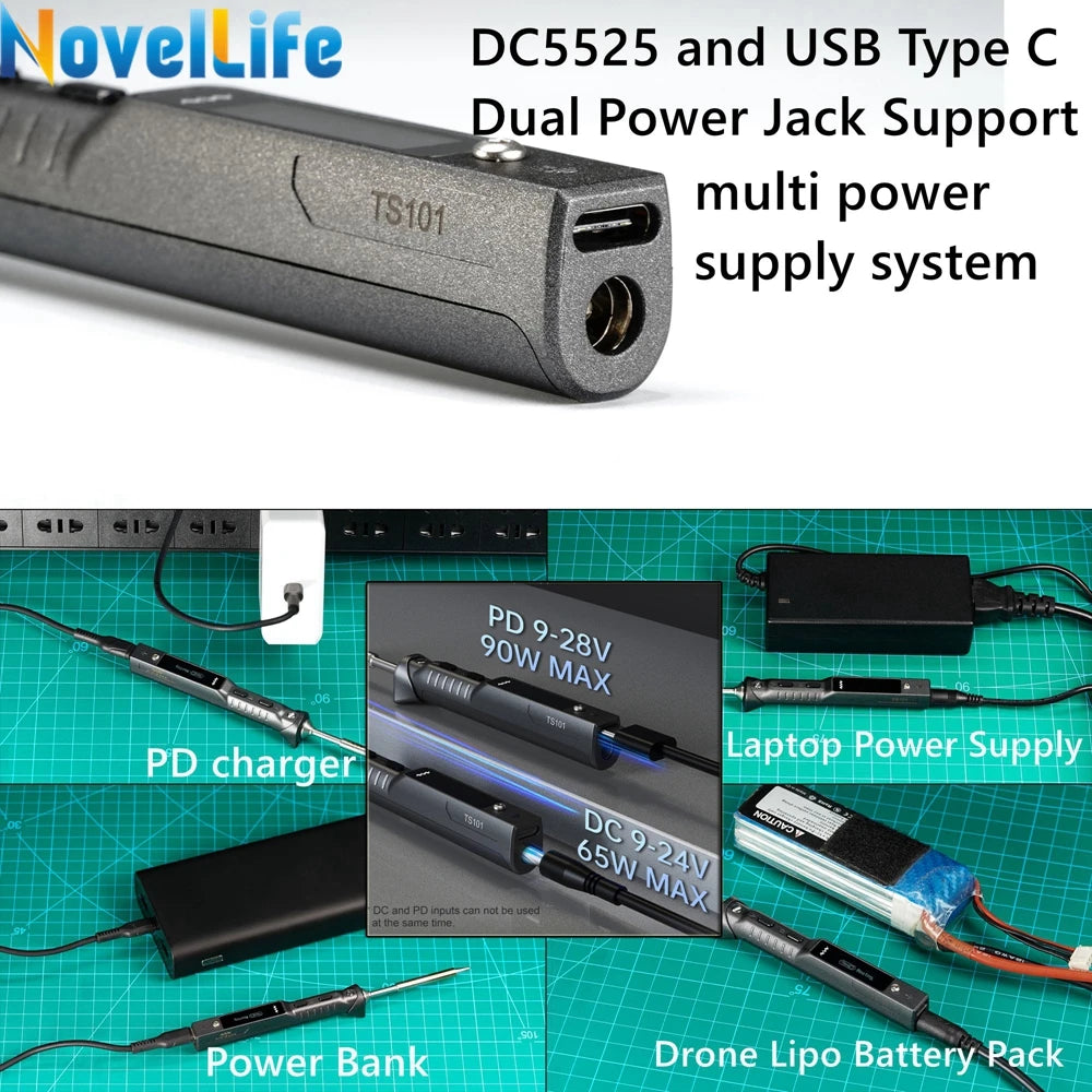 Original TS101 USB Electric Soldering Iron Kit Adjustable Temperature Digital Solder Station 24V 3A Power Supply TS100 Upgraded