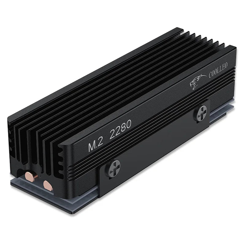 COOLLEO M.2 2280 SSD Heat sink with 14.8W/MK Thermal Pad 2 Heat Pipes Solid State Drive Radiator For M.2 NVMe 2280 SSD Cooler