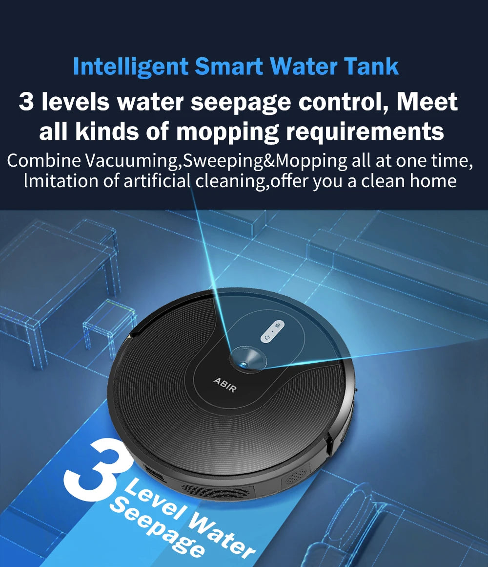 Robot Vacuum Cleaner ABIR X6 ,Visual Navigation,APP Virtual Barrier,6000PA Suction,Smart Home Mop,Floor Carpet Washing Tool