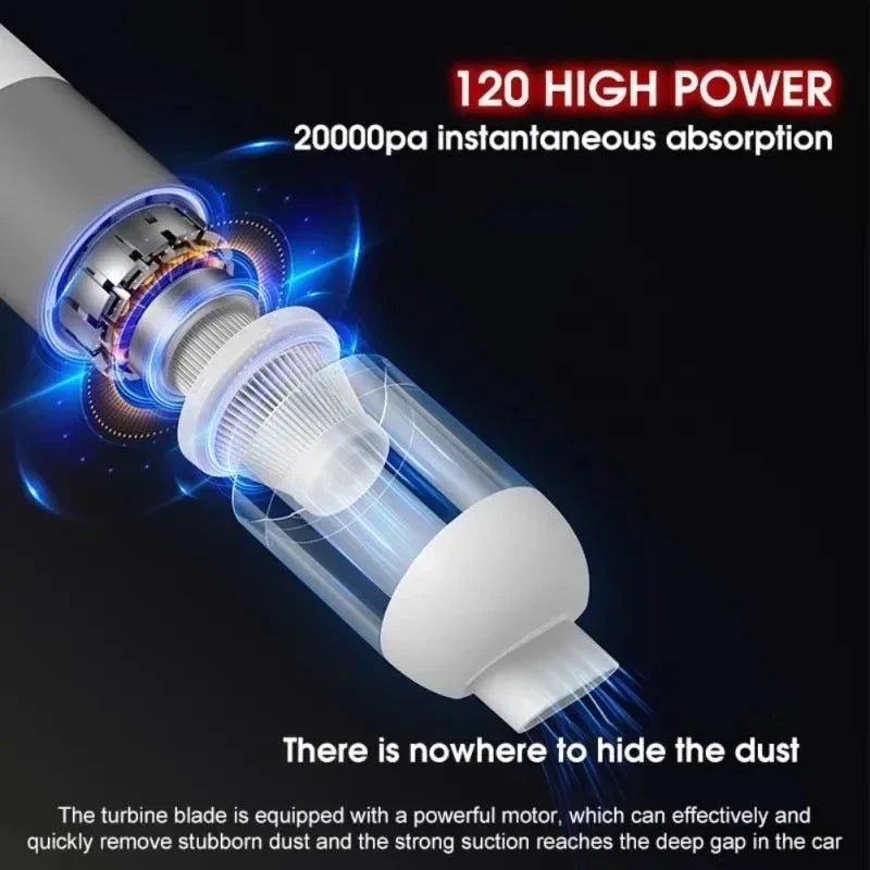 Powerful Car Vacuum Cleaner High Suction Mini Wireless Handheld Cyclonic Vacuum Dust Catcher Home Car Wet Dry Rechargeable