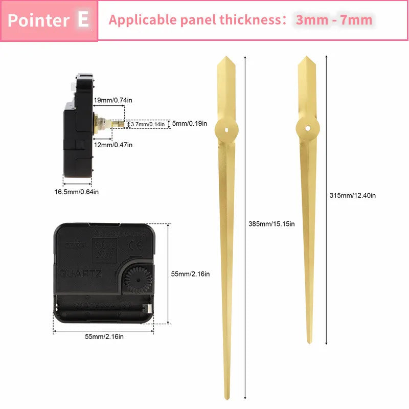 Wall Clock Movement Mechanism Clock Hands Long Shaft Silent Quartz Movement Clockwork Table DIY Watches Repair Tools