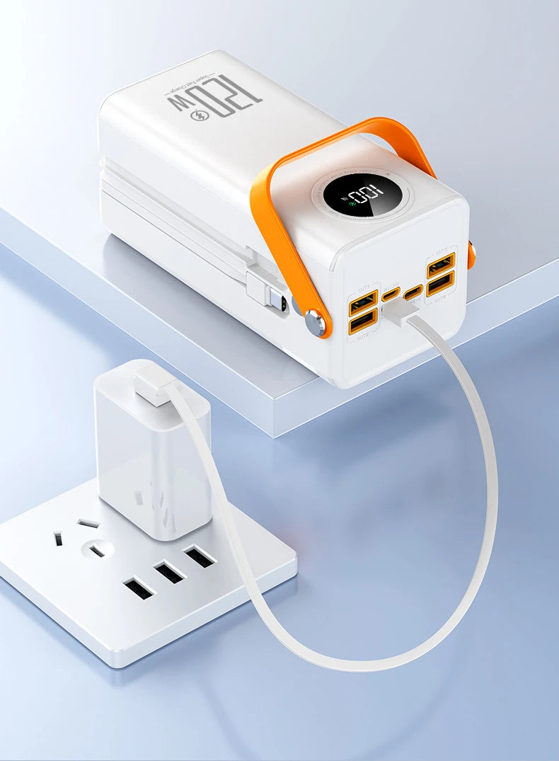 Super Fast Charging 160,000 MAh Power Bank Comes with Line Outdoor Camping Large Capacity BCAK Mobile Power Supply 50000mah