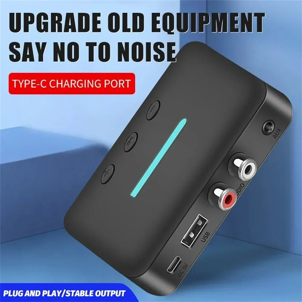 Audio Receiver Adapter Bluetooth 5.3 Stereo Music 3.5mm AUX R/L RCA USB Support U-Disk Playback For Desktop Speaker Amp