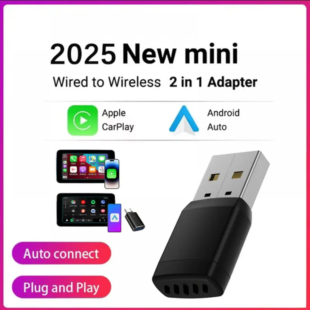 Wireless Adapter Smart Wireless CarPlay Android Auto USB Dongle WiFi Bluetooth Auto Connection OTA Upgrade for Original Cars