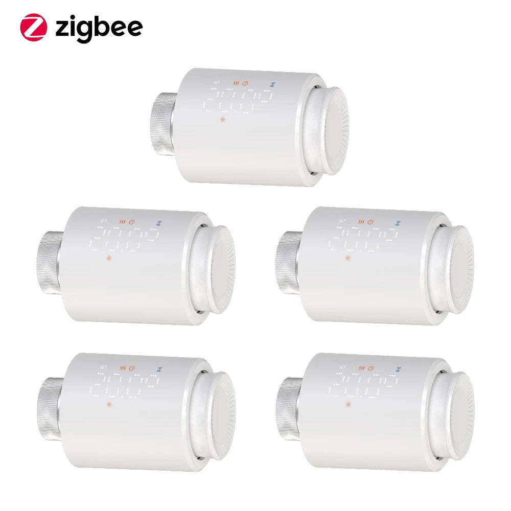 Smart WiFi/ZigBee TRV Thermostat Tuya Radiator Thermostatic Valve Programmable Controller Actuator Alexa Google Voice Control