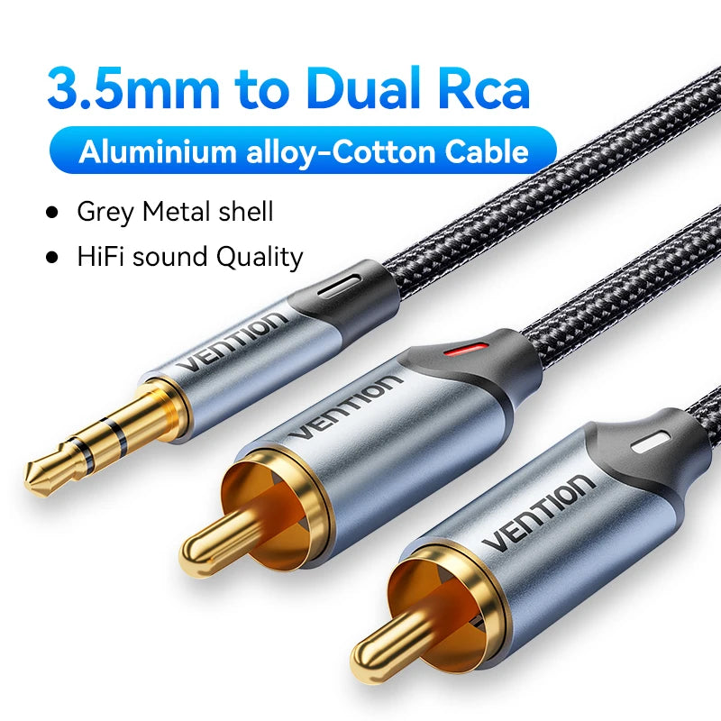 Vention RCA Cable HiFi Stereo 3.5mm Jack to 2RCA  Audio Cable AUX RCA 3.5 Y Splitter for Amplifiers Audio Home Theater Cable RCA