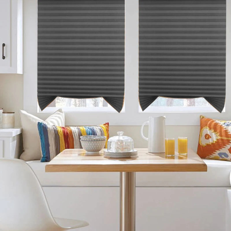 5 Size Self-adhesive Pleated Blinds Bathroom Balcony Shades Half Blackout Windows Curtains for Bedroom Living Room Balcony