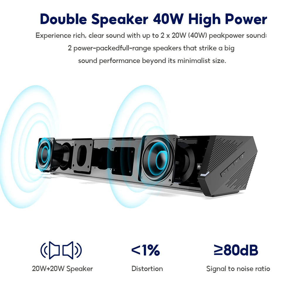 AIYIMA S03D Audio Soundbar With Subwoofer For Home TV Wireless Bluetooth 2.1 Sound Bar HD Surround Sound System for PC Gaming