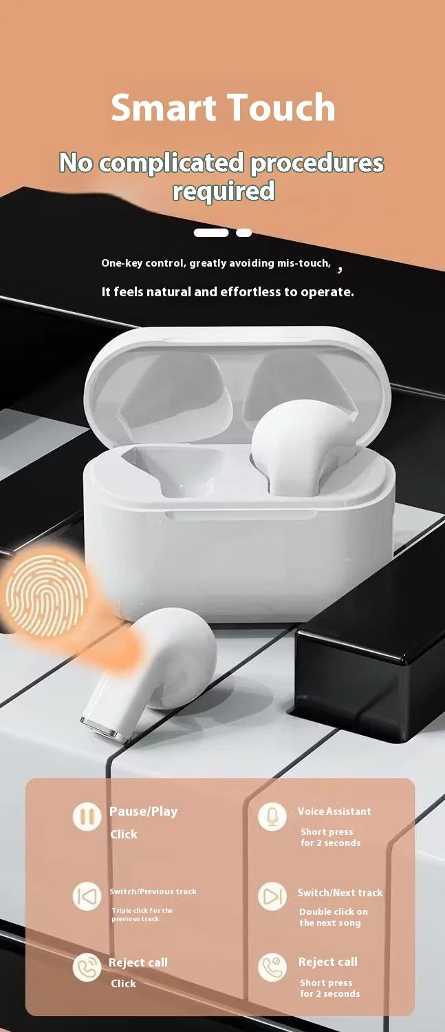 New Mini Earphones Wireless Bluetooth Earbuds Long-Lasting TWS Noise Cancellation Headphones Extended Battery Life With Mic