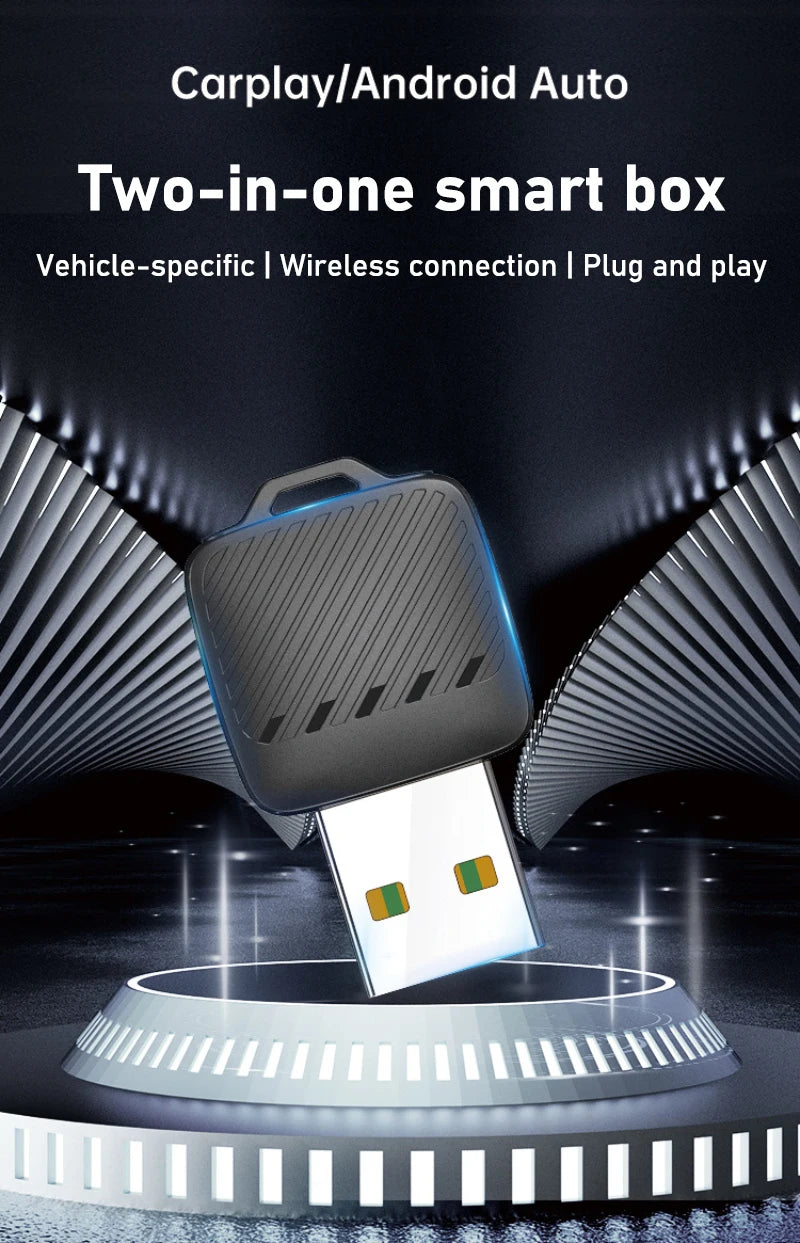 2- in-1  Wireless Android Auto Adapter Wireless CarPlay Dongle Car Intelligent Systems AI Smart Box For Car Wired CarPlay